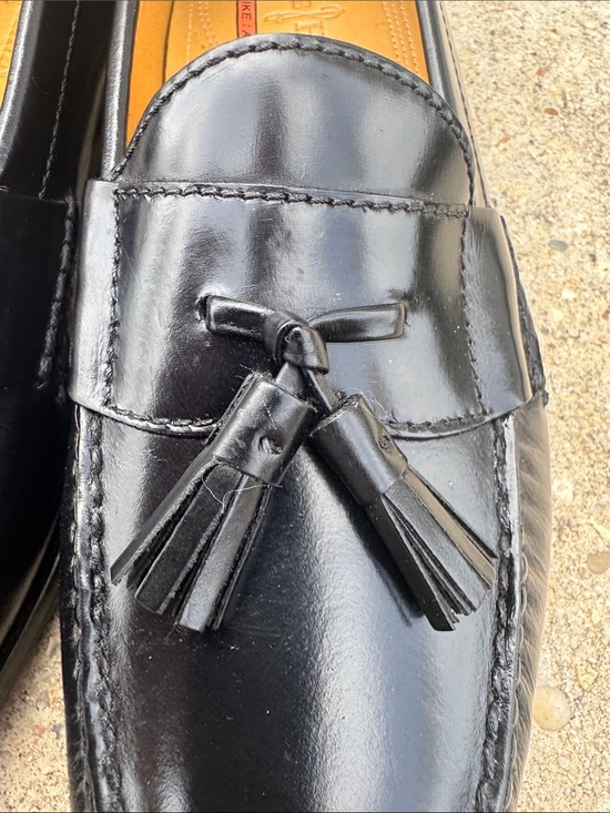 Cole Haan Black Leather Tassel Slip-On Loafers